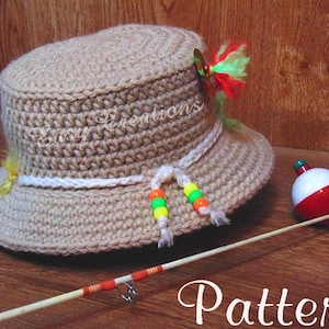 CROCHET PATTERN, Baby, Fishing, Hat, Bucket, boy, boys, girl, girls, sun, shade, photo prop, brim, Newborn to 6 mo, skill level intermediate
