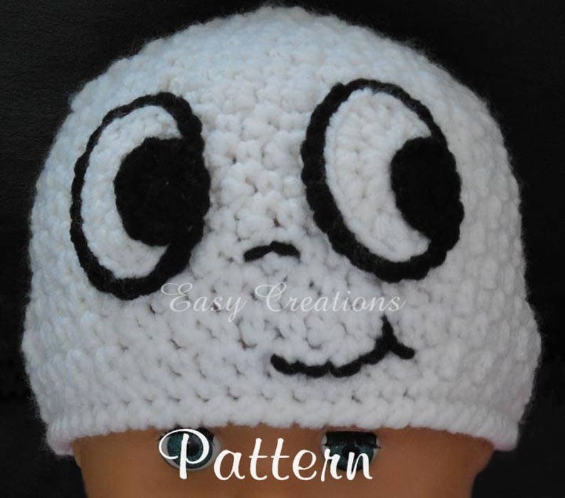 CROCHET PATTERN Ghost Beanie Boo hat face eyes | Etsy