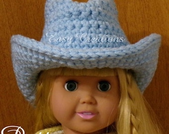18 inch Doll Cowboy Hat, Crochet Pattern, Intermediate Skill Level