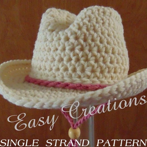 SINGLE STRANd, CROCHET PATTERn, Cowboy, Cowgirl, Hat, Baby, Rodeo, Western, Boys, Girls, Preemie 0-6 mo, star, skill level intermediate