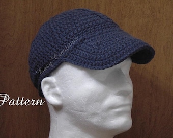 Crochet Pattern, Adult Baseball Cap, teens, women, men, Size 21"-22" (PDF PATTERN)