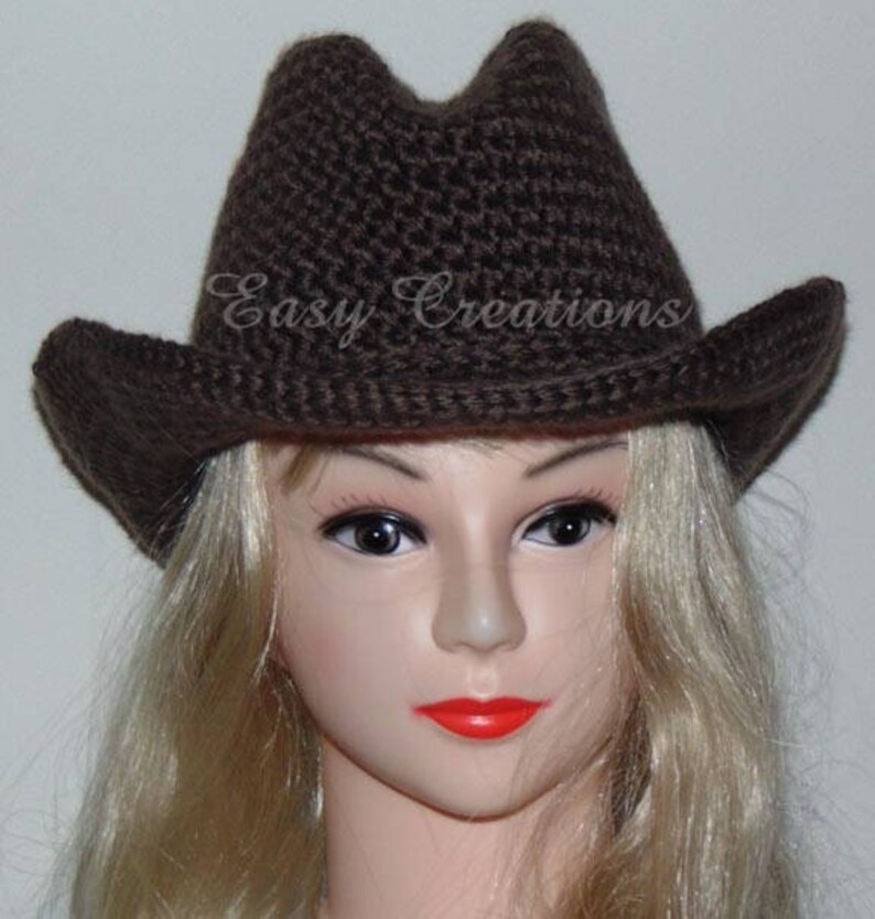 CROCHET PATTERn, DOUBLE STRANd, Cowboy, Cowgirl, Hat, Cap, Toddler, Child, Pre-Teen, Adult Women, Star Pattern, skill level intermediate image 5