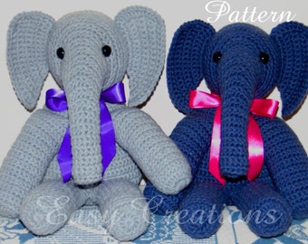 CROCHET PATTERN, Elephant, stuffed animal, child, girl, boy, children, baby, toy, skill level intermediate