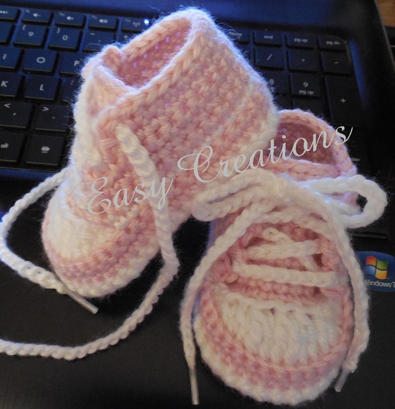 CROCHET PATTERN Baby Tennis Shoes baseball sneakers converse booties 0 to 12 mo Boy Boys Girl Girls Babies, skill level intermediate image 3