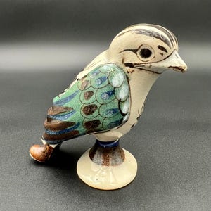 Vintage Mexican Tonala Ceramic Bird Figurine: Hand-Painted Folk Art