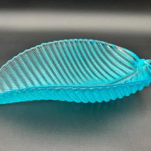 Murano Style Aqua Blue Leaf Art Glass Bowl Mid Century Decorative Centerpiece Retro MCM Venetian Style Collectible Home Decor Very Rare