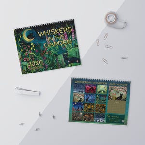 Whiskers in the Garden 2026 Wall Calendar Black Cat Art Vibrant Botanical Garden Scenes Fantasy Cat Lovers Gift Home Office Decor image 16