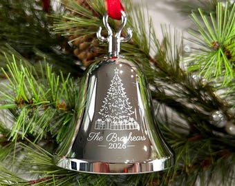 Family Christmas Bell Ornament Personalized Engraved Holiday Keepsake