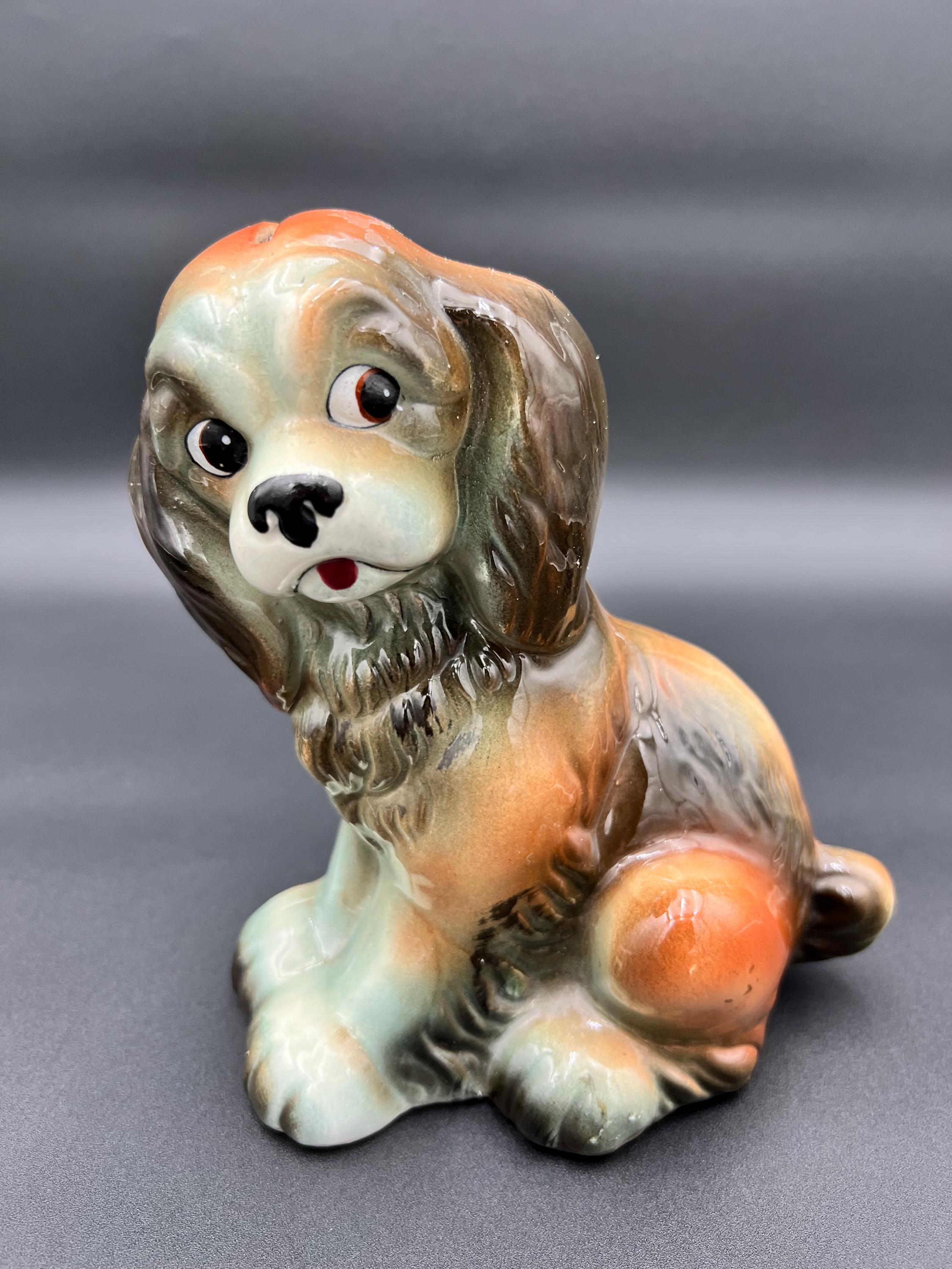 Vintage Cocker Spaniel Ceramic Coin Bank Made in Taiwan Mid