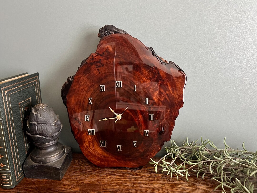 Vintage Live Edge Wood Slab Wall Clock 1970s Rustic Cabin Decor Quartz ...
