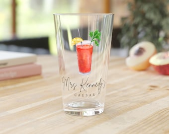 Personalized Caesar Cocktail Glass, Custom Wedding Engagement Birthday Gift