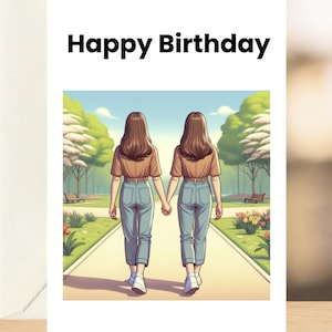 Printable Birthday card for my twin | Digital Download Twin Birthday Card | Printable twin birthday card | Happy Birthday Twin Greeting Card