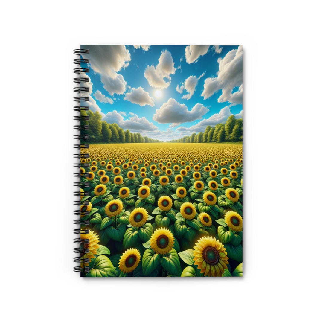 Sunflower Field Spiral Notebook: Ruled Line Journal - Etsy