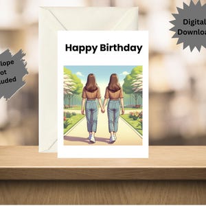 Printable Birthday card for my twin with message | Twin birthday cards to print | Printable twin birthday cards | Happy Birthday card