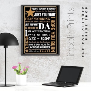 Hamilton Musical Inspired Theatre Poster Print Art Quotes Typography West End Broadway Framed A3 16.5&quot; x 11.7&quot; Lyrics Lin Manuel Miranda