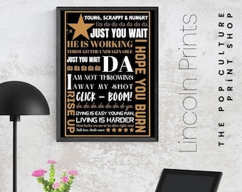 Hamilton Musical Inspired Theatre Poster Print Art Quotes Typography West End Broadway Framed A3 16.5" x 11.7" Lyrics Lin Manuel Miranda