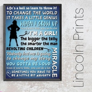 Matilda Musical Inspired Theatre Poster Print Art Quotes Typography West End Broadway Framed A3 16.5&quot; x 11.7&quot; Lyrics Roald Dahl Tim Minchin