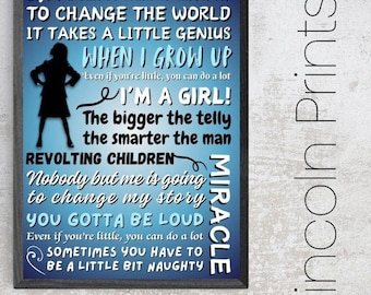 Póster de teatro inspirado en el musical Matilda, citas artísticas, tipografía, West End, Broadway, enmarcado, A3, 16,5" x 11,7", letras, Roald Dahl, Tim Minchin