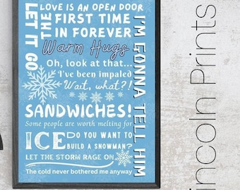 Frozen Musical inspiriert Theater Poster Druck Kunst Zitate Typografie West End Broadway gerahmt A3 16,5 "x 11,7" Text Disney Elsa Idina Menzel