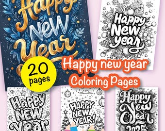 20 New Year’s Eve Coloring Pages - Adult And Kids Coloring Book, Coloring Sheets, Instant Download, Printable PDF File.