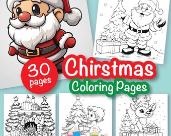 30 Christmas Coloring Pages, Christmas Printable, Christmas Activities, Classroom, DIGITAL