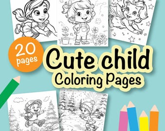20 Printable coloring pages for kids, Kid's activities, Digital Files, Printable Coloring Pages PDF