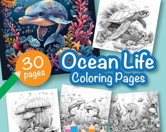 30 Ocean Coloring Pages, Under The Sea Coloring Pages Printable, Coloring Book For Adults & Kids