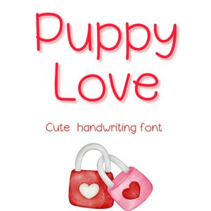 Fonte Puppy Love Handwriting para planners digitais, anotações de estudantes, estilo de escrita à mão realista (TTF, OTF)