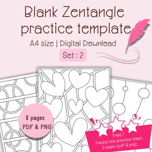 8 pages blank Zentangle® practice sheet template,Zentangle practice sheet, practice Zentangle drawing,easy and bold,string line zentangle