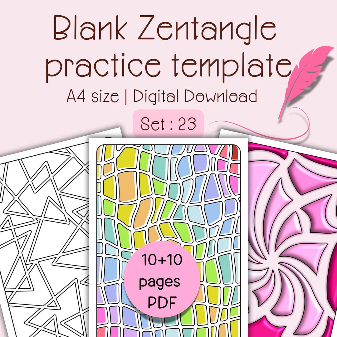 Zentangle Template.pdf Zentangle Practice Templates: Relaxing Patterns With String Lines (PDF ...