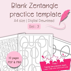 10 pages blank Zentangle® practice sheet template,Zentangle pattern,string art Zentangle, easy and bold,Easter Zentangle, relaxing pattern