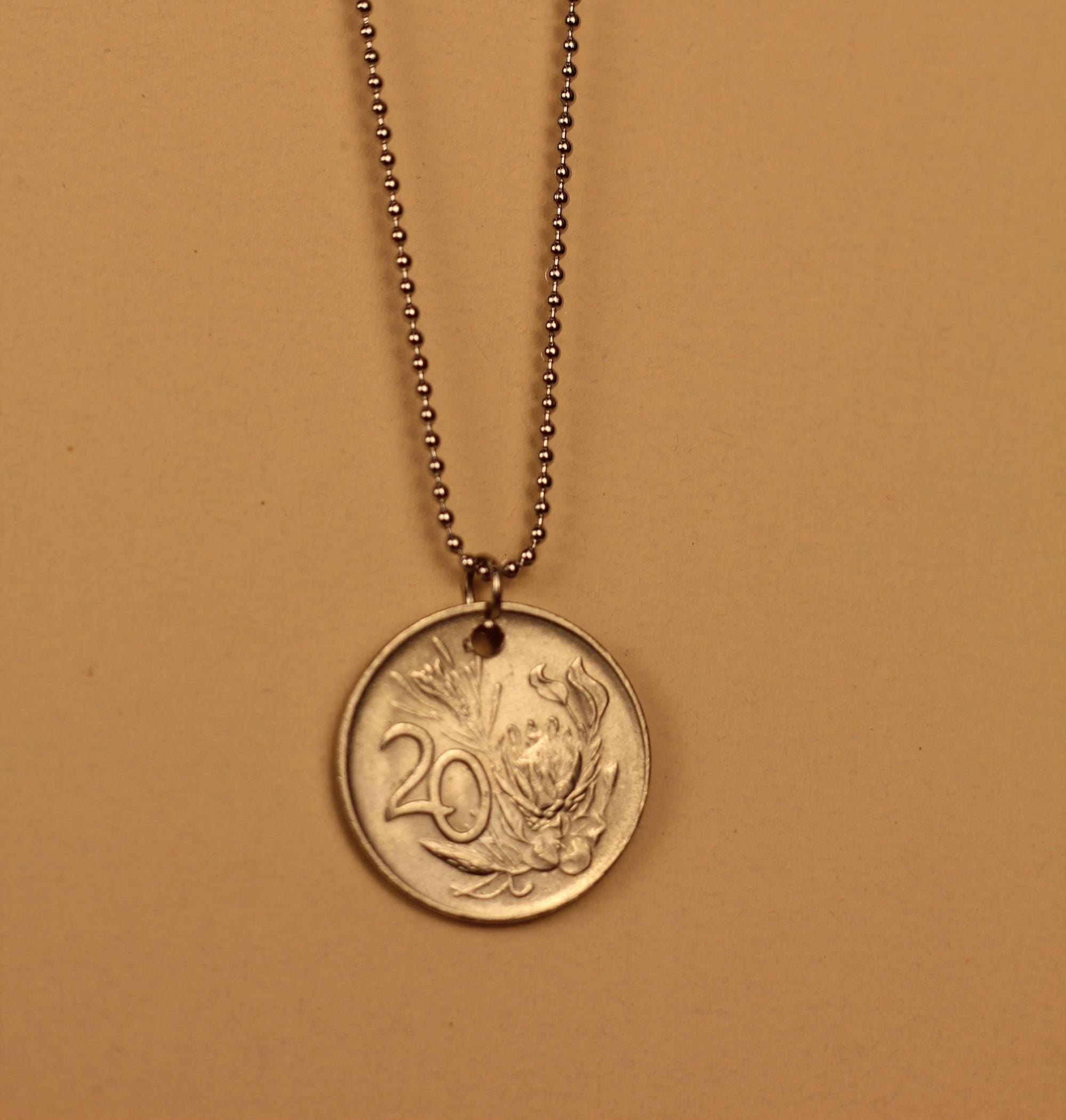 South African 20 cent silver coin necklace