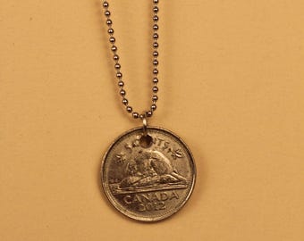 Canada 5 cent silver coin necklace
