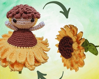 Sunflower Reversible flip Amigurumi Crochet Pattern, Flip crochet, sunflower crochet, amigurumi, flip doll crochet pattern, pdf crochet