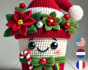 Hkelmuster fr Weihnachtsblumentpfe, Hkelmuster fr Weihnachten, Blumen  fr Weihnachtstpfe hkeln, Blumen hkeln, Weihnachtsstern hkeln - Etsy.de