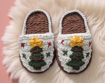 Christmas Tree Slippers Crochet Pattern, christmas slippers crochet, xmas decoration crochet, christmas outfit crochet, Christmas