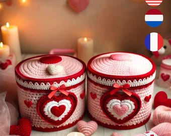 Valentine's Box Crochet Pattern, valentines day crochet, love crochet pattern, love box, Valentine's Day, gift crochet, ENGLISH/DUTCH/français
