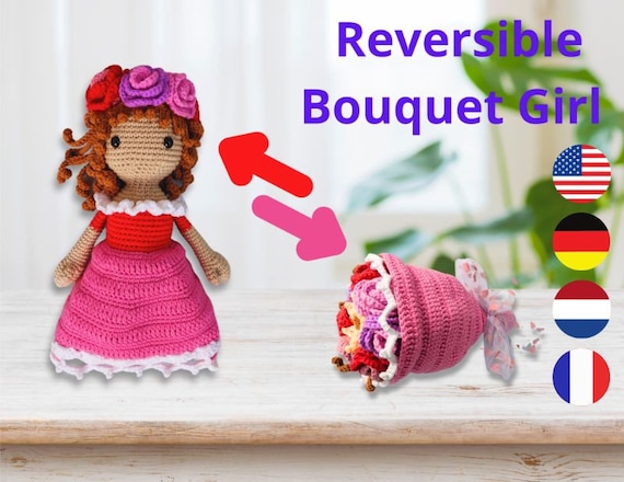 Reversible Flip Doll into bouquet of flowers Crochet Pattern, Flip bouquet crochet