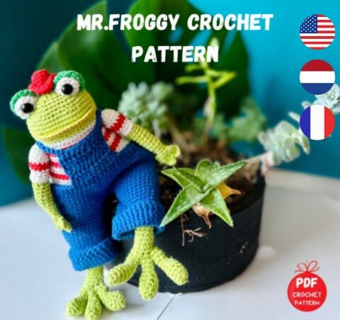 Mr.froggy かぎ針編みパターン - かわいいカエルのあみぐるみパターン