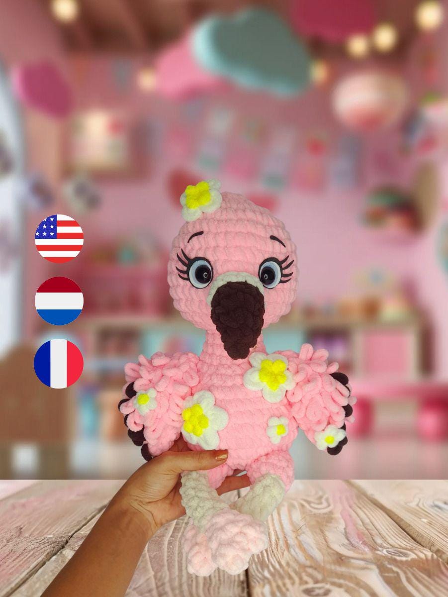 Flower-Adorned Flamingo Amigurumi Pattern