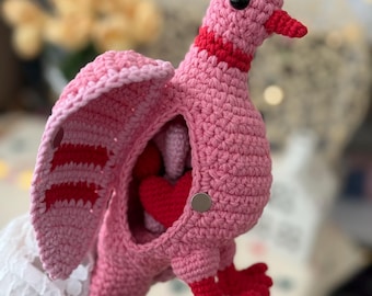 Valentine's Day Pocket Dove Crochet Pattern, Valentine's day amigurumi, Gift crochet, love bird, valentine's day gift crochet