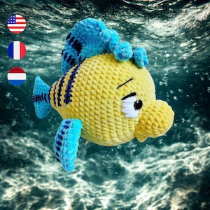 Flounder fish Crochet Pattern, fish crochet, nemo, dory amigurumi, baby toy crochet, easy to follow crochet pattern, ENGLISH/DUTCH/français