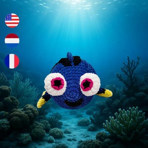 Dory Fish Crochet Pattern, Nemo cartoons crochet, Summer amigurumi crochet pattern, Ocean animals crochet, pdf crochet instructions