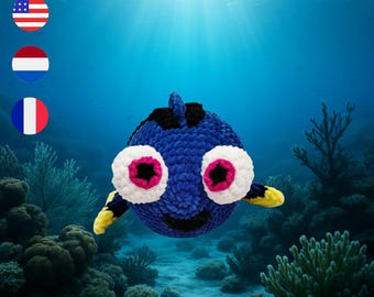 Haakpatroon Dory Fish, haakpatroon Nemo-cartoons, haakpatroon zomer-amigurumi, haakpatroon zeedieren, pdf-haakinstructies