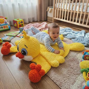 Chick Rug for Kid's Room Crochet Pattern, kids rug, kids playroom, kids room crochet, kids crochet, chick amigurumi rug, Eng/german/dutch/Fr