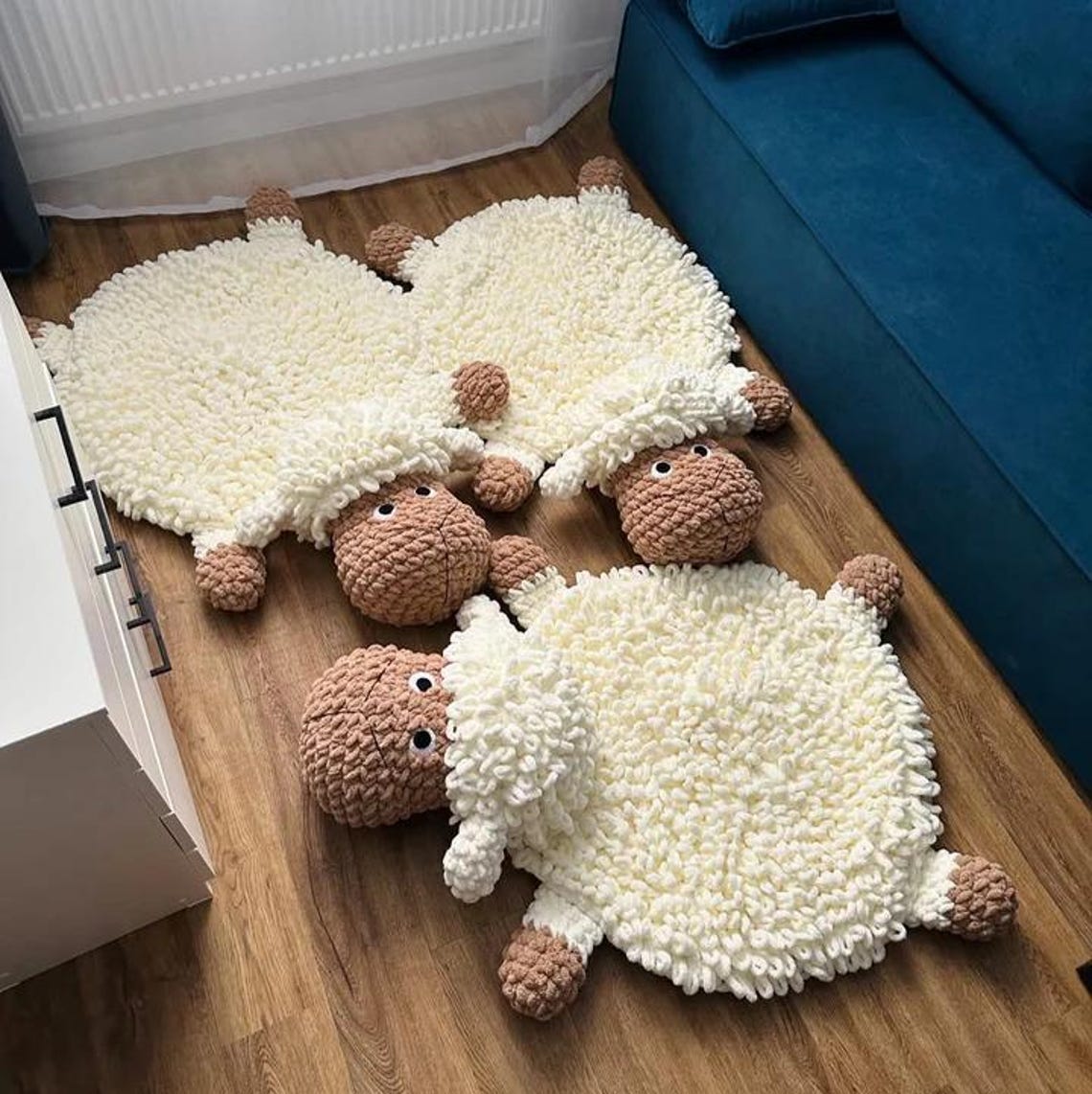 January Sheep Rug Pattern Crochet Fluffy Sheep Rugs Crochet Pattern, Kids Rug, Playroom Rug ...