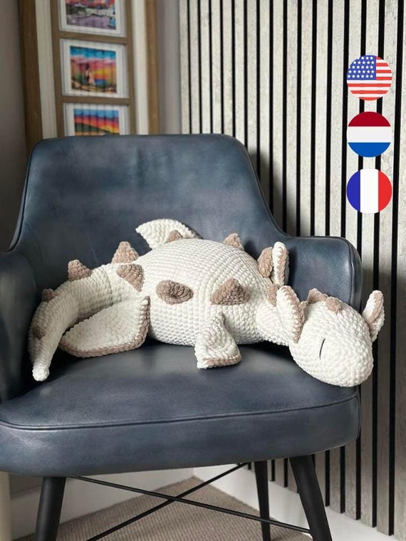 Big Huggable dragon Plush Crochet Pattern, plush crochet,crochet gift plush, kids toy plush, dragon crochet pattern, ENGLISH/DUTCH/FRENCH