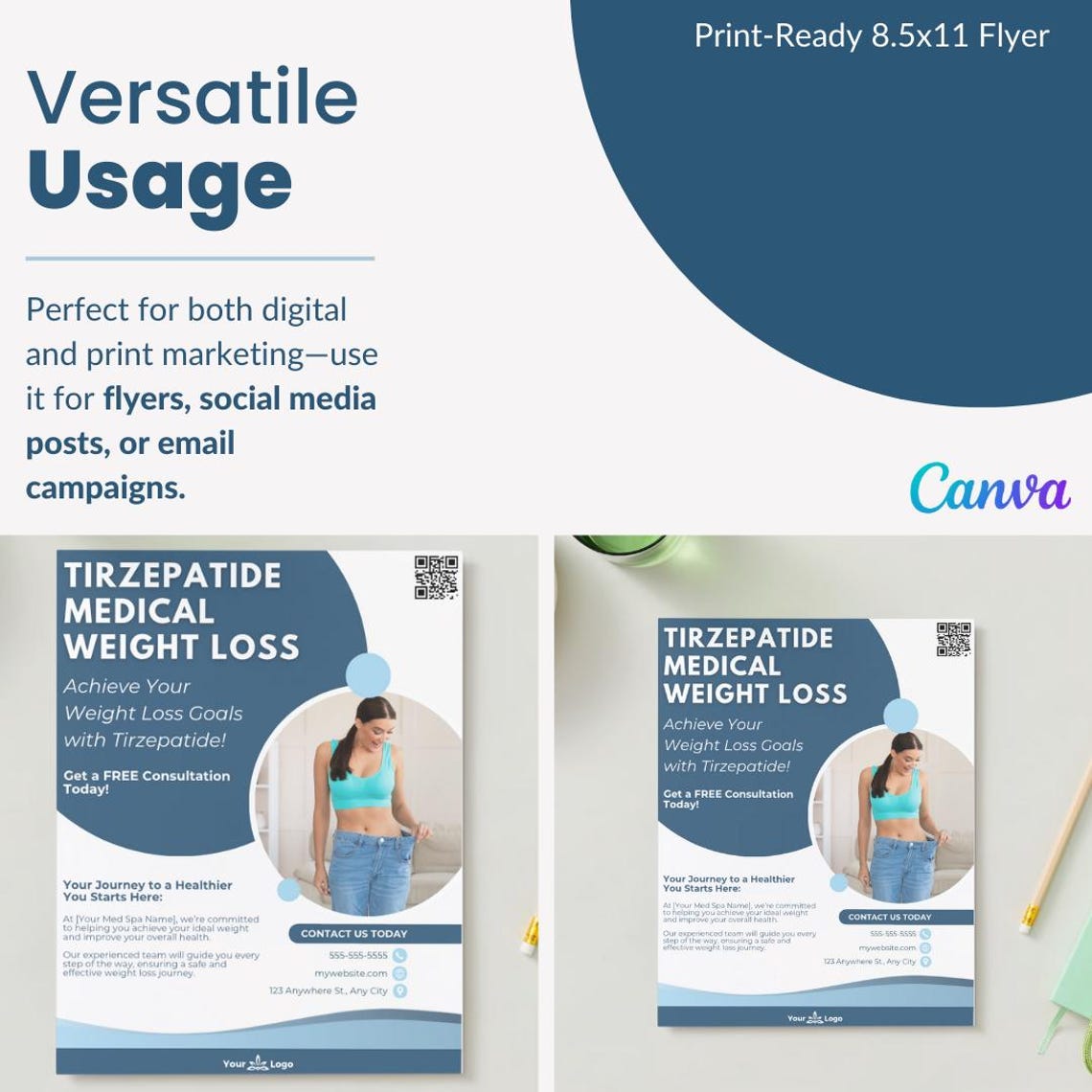 Tirzepatide Medical Weight Loss Info Program Canva Flyer | Printable ...