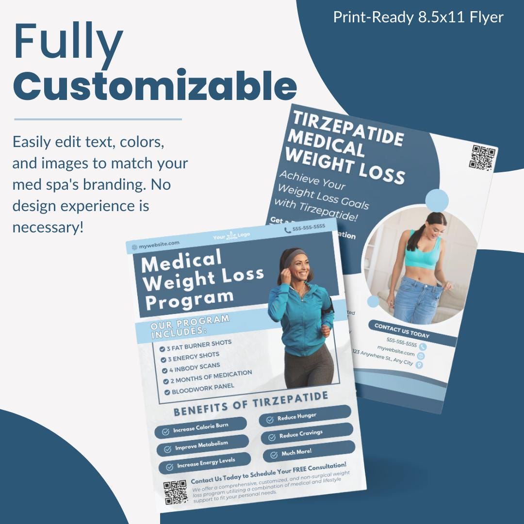 Tirzepatide Medical Weight Loss Info Program Canva Flyer | Printable ...