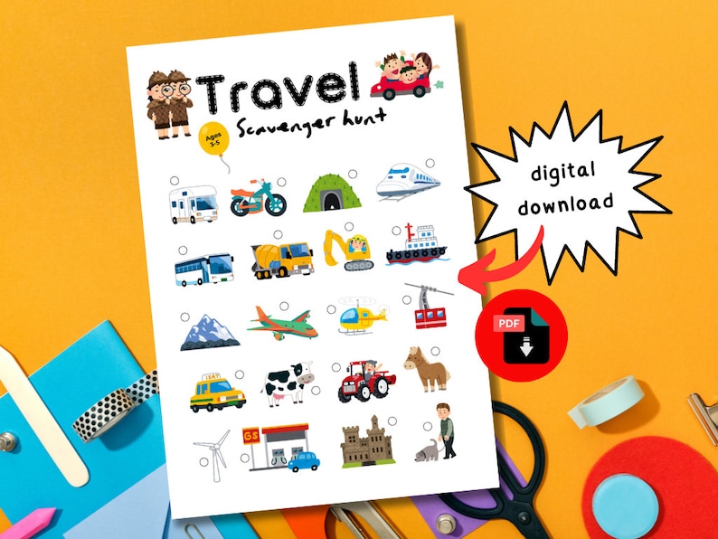 Printable Travel Scavenger Hunt for Kids Ages 3-5 Road Trip Activity - Etsy